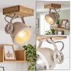 Plafón Herford boho con foco orientable y rejilla estriada, crudo, para pasillo