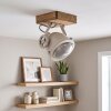 Plafón Herford boho con foco orientable y rejilla estriada, crudo, para pasillo