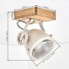 Plafón Herford boho con foco orientable y rejilla estriada, crudo, para pasillo