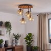Lámpara de techo Koyoto estilo boho con 4 globos de vidrio en ámbar y transparente