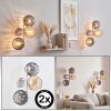 Aplique de pared moderno Koyoto, set de 2, 3 esferas de vidrio ahumado y ámbar