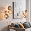 Aplique de pared moderno Koyoto, set de 2, 3 esferas de vidrio ahumado y ámbar