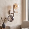 Aplique de pared moderno Koyoto con tres pantallas esféricas de vidrio ámbar