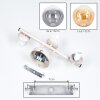 Aplique de pared moderno Gastor, 3 globos de vidrio ahumado, ámbar y transparente
