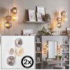 Aplique de pared retro Gastor, 3 luces, esferas ahumadas, ámbar y transparentes, set de 2