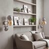 Aplique de pared retro Gastor, 3 luces, esferas ahumadas, ámbar y transparentes, set de 2