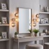 Aplique de pared retro Gastor, 3 luces, esferas ahumadas, ámbar y transparentes, set de 2