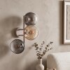 Aplique de pared moderno Koyoto con 3 esferas de vidrio acanalado ahumado y ámbar
