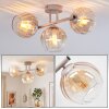 Plafón moderno Koyoto de 3 luces, con esferas de vidrio ámbar y transparentes