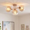 Plafón moderno Koyoto de 3 luces, con esferas de vidrio ámbar y transparentes