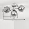 Plafón moderno Koyoto de 3 luces, con esferas de vidrio ámbar y transparentes