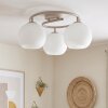 Plafón de techo Koyoto moderno con 3 pantallas esféricas de vidrio blanco