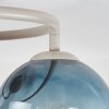 Plafón de techo moderno Gastor con 3 pantallas esféricas azules, verdes y cobrizas