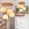 Lámpara de techo Koyoto estilo boho con 4 esferas de vidrio blancas