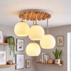 Lámpara de techo Koyoto estilo boho con 4 esferas de vidrio blancas