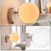 Aplique de pared moderno Gastor con pantalla esférica de vidrio blanca