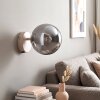 Aplique de pared moderno Gastor con esfera de vidrio ahumado, E14, estructura en color arena