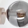 Aplique de pared moderno Gastor con esfera de vidrio ahumado, E14, estructura en color arena