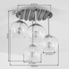 Plafón de techo de cuatro luces Koyoto con listones de madera y estructura arena, ø 39,5 cm