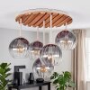 Lámpara de techo Koyoto boho con 5 pantallas esféricas y listones de madera
