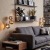 Aplique de pared moderno Koyoto, set de 2, tres pantallas esféricas cromadas y ahumadas