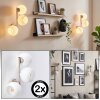 Aplique de pared Koyoto moderno, set de 2, con 3 pantallas redondas blancas