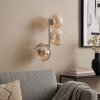 Aplique de pared moderno Koyoto con 3 esferas de vidrio ámbar y transparente, E14