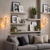 Aplique de pared Koyoto moderno, 3 esferas de vidrio ámbar y transparente, set de 2