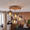 Plafón de techo estilo boho Koyoto con 4 esferas de vidrio acanalado ahumado