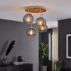 Plafón de techo boho Koyoto, con globos de vidrio y listones de madera en arena