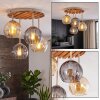 Plafón de techo Koyoto de estilo boho con 4 globos de vidrio ahumado y ámbar, ø 39,5 cm