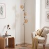 Lámpara de pie de seis luces Koyoto, racimo vertical de globos de vidrio ámbar E14