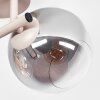Plafón de techo moderno Koyoto con tres pantallas de vidrio ahumado, ámbar y transparente