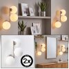 Aplique de pared Gastor moderno, set de 2, 3 esferas blancas, junto al espejo