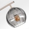 Lámpara de techo retro Koyoto con 4 esferas de vidrio ahumado y estructura curvada