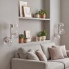Aplique de pared retro Koyoto en arena, set de 2, con 3 esferas transparentes