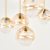 Moderna lámpara de techo Chehalis, 5 globos de vidrio ámbar y transparente en clúster