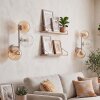 Aplique de pared moderno Koyoto en set de 2, con 3 esferas de vidrio ámbar