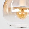 Aplique de pared moderno Koyoto con tres esferas de vidrio ahumado, ámbar y transparente