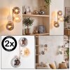 Aplique de pared moderno Gastor en set de 2 con tres esferas de vidrio ahumado y ámbar