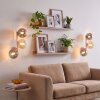 Aplique de pared Gastor, set de 2, 3 esferas de vidrio ahumado, ámbar y transparente