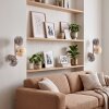 Aplique de pared Gastor, set de 2, 3 esferas de vidrio ahumado, ámbar y transparente