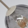 Plafón de techo moderno Koyoto con racimo de 7 esferas de vidrio acanalado ahumado, ø 15 cm