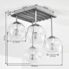 Lámpara de techo Ripoll con listones de madera, 4 globos de vidrio para la mesa de comedor