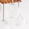 Lámpara de techo Ripoll con listones de madera, 4 globos de vidrio para la mesa de comedor