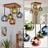 Lámpara de techo racimo de 5 luces Boho Koyoto con globos de vidrio azules, verdes y cobrizos