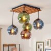 Lámpara de techo racimo de 5 luces Boho Koyoto con globos de vidrio azules, verdes y cobrizos