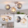 Plafón de techo de tres luces Koyoto moderno con pantallas esféricas de vidrio
