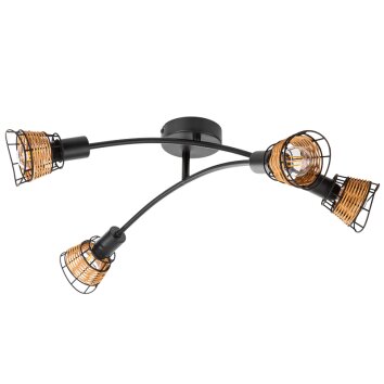 NOWA Esra lámpara de techo de 4 focos curvada, orientable, casquillo E14, 25 W