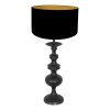Steinhauer Lámpara de mesa oriental Lyons con pie torneado, pantalla negra y dorada